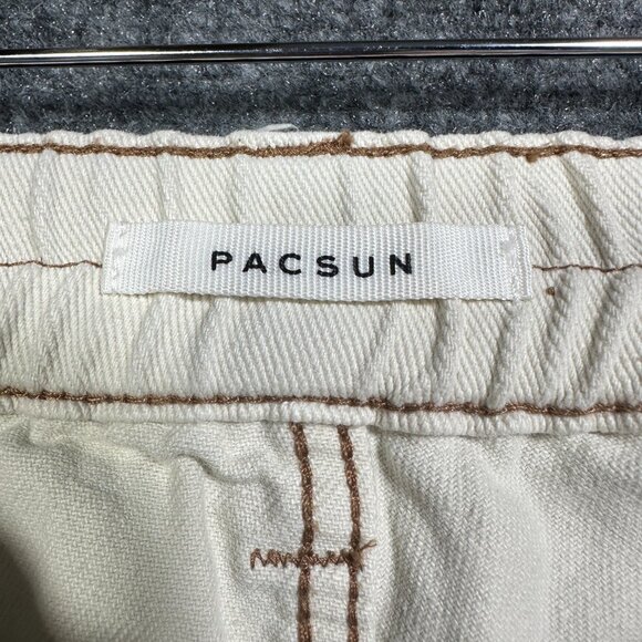 Pacsun Jeans Womens Small Elastic Waist Cargo Straight Leg Zip Fly Cream Cotton - Picture 4 of 9